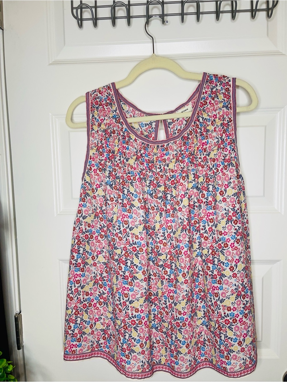 Max Studio | Pink Multi Floral Smocked Blouse NWOT